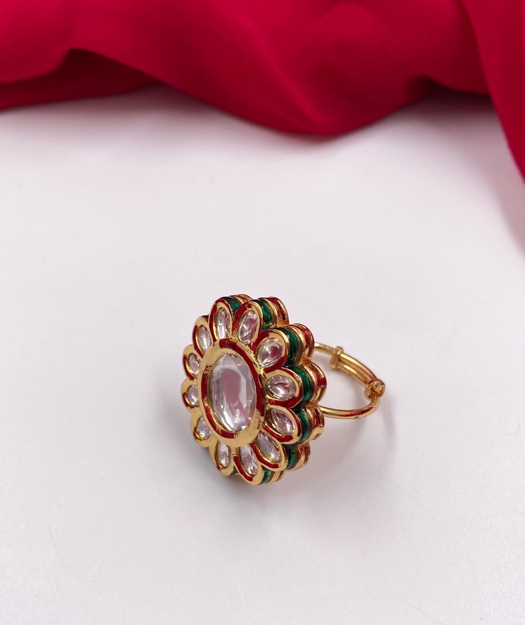 Priyaasi Gold Plated Ring with Kundan Studded for Women, Girls - Adjustable  Round Design Finger Rings : Amazon.in: Fashion